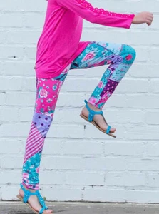 NEW Lipstik Fun Full Length Girls leggings Turquoise & Pink sz 5 7 Only 2 left - Picture 1 of 2