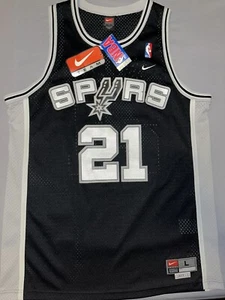 Vintage Nike Tim Duncan Black Jersey San Antonio Spurs Mens Large 2001 - Picture 1 of 12