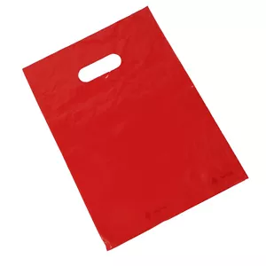 Plastic Bags 1000 Red Shopping Merchandise Die Cut Handles 9 x 12" Diecut - Picture 1 of 12