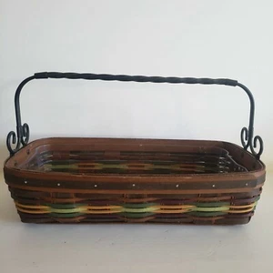 Juego de cesta de pan artesanal Longaberger Otoño Roads mango de hierro forjado + protector - Imagen 1 de 6