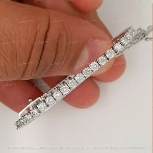 Round Lab Created Diamond 5ct Women's Tennis Bracelet In 14k White Gold Plated - Picture 1 of 6