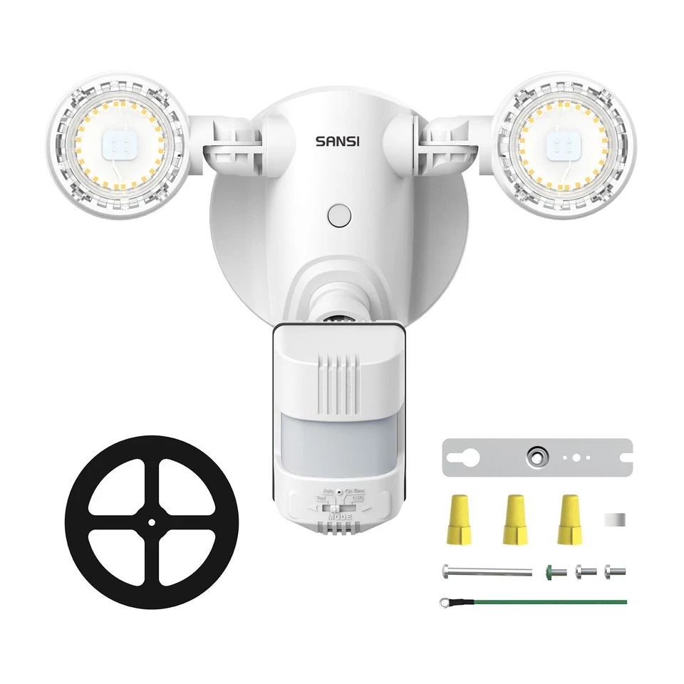 SANSI 15-Watt 2000 Lumens 180-Degree White Motion Sensor Outdoor LED Flood Light
