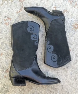 Via Spiga Black Leather Suede Boots Sz 7.5 - Picture 1 of 9