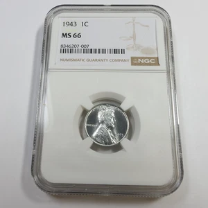 1943 P NGC MS66 - STEEL Lincoln Wheat Penny Cent 1c US Coin #56380A - Picture 1 of 3