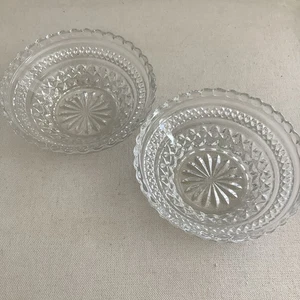 Vintage Paar Anchor Hocking Wexford Klar Kristall Obst Dessert Geschirr 5 3/8" - Bild 1 von 7