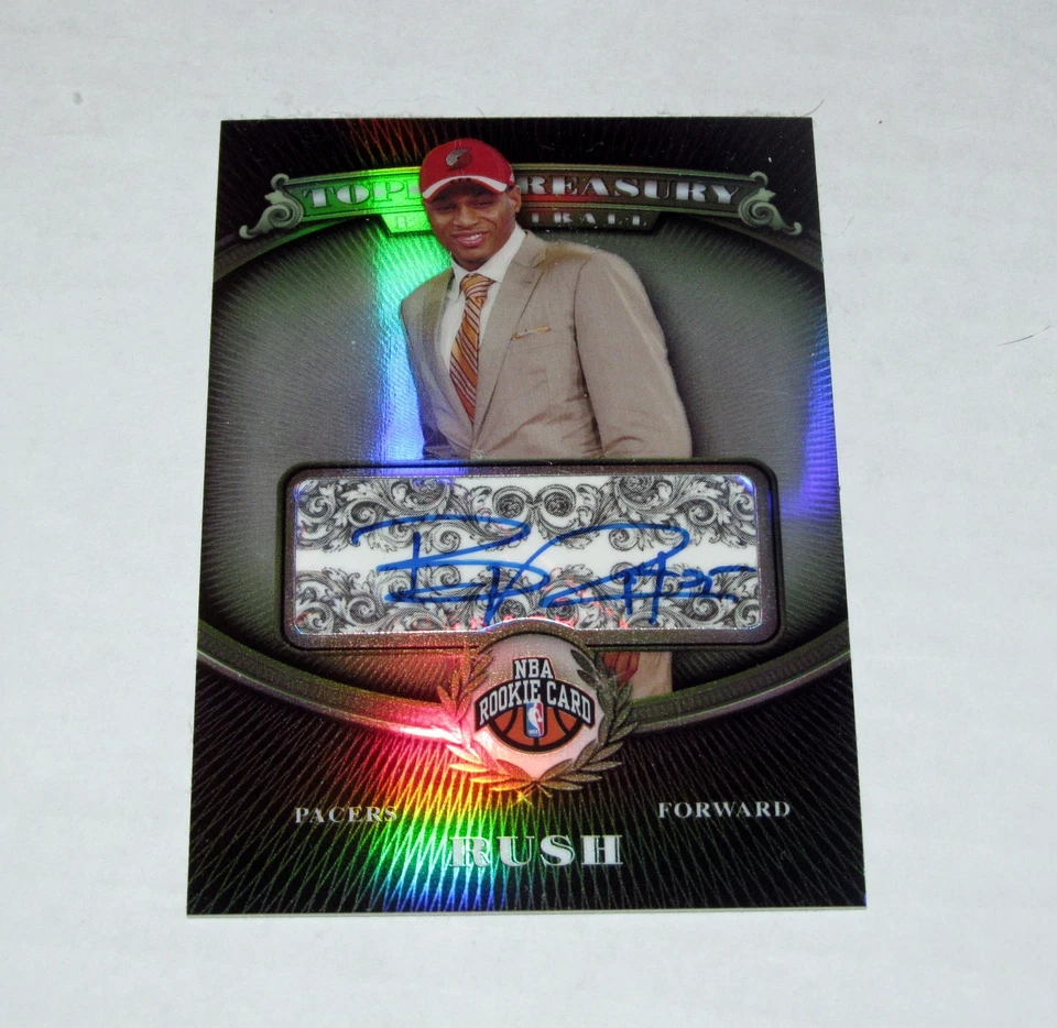 2008-09 Topps Treasury Refractor novato autógrafo 132 Brandon Rush RC Pacers Foto 1 de 1