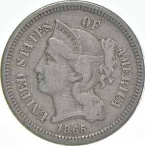 1865 Three Cent Piece Trime - Early US Type Coin 3 Cent! *3160 - Picture 1 of 3