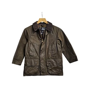 Barbour Kids Wax Jacket Boys 8- 9 Years Brown Medium Classic Beaufort Waterproof - Picture 1 of 11