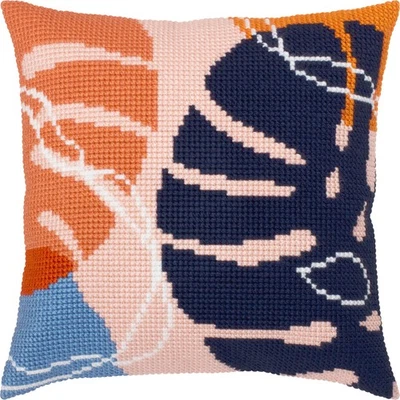 DIY Printed Cross-Stitch Cushion Kit "Monstera", 16x16" / 40x40 cm - Image 1 of 4