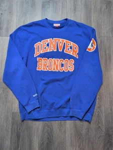 Mitchell & Ness Denver Broncos Men's 2XL Crewneck Sweatshirt Blue Retro NFL - Picture 1 of 5