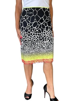 Falda lápiz ELIE TAHARI para mujer Penélope estampado animal algodón encaje ribete 12 Foto 1 de 4