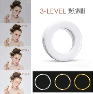 3 Modes Selfie LED Ring Fill Light Camera Rechargeable for iPhone Android Phone - Picture 1 of 18