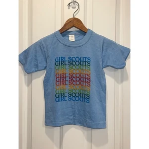 Vintage Girl Scouts Youth Small T-Shirt Blau Regenbogen Retro Tee Top - Bild 1 von 6