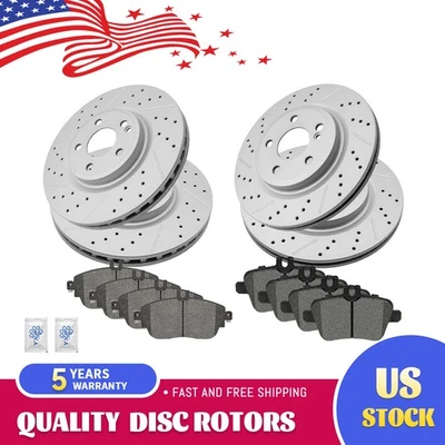 Rotores de disco de freno delanteros traseros y pastillas de cerámica para Mercedes-Benz CLA250 2014-2019 Foto 1 de 4
