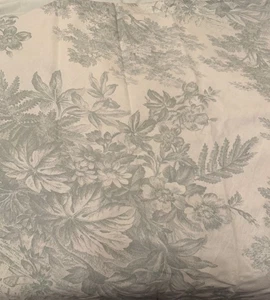 Pottery Barn Tablecloth Matine Sage Cream Toile 84” Round Linen Cotton Blend NEW - Picture 1 of 3