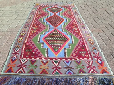 Alfombras Kilim Boho Turcas De Colección, Alfombra Tejida a Mano, Alfombra Multicolor 40"x81" Foto 1 de 4
