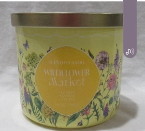 Kirkland's 14 Unzen Glas 3-Docht Kerze bis zu 25 Stunden WILDFLOWER MARKET Zitrone fruchtig - Bild 1 von 1