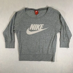 Nike T Shirt Women's Medium Gray 3/4 Sleeve Round Neck Lightweight - Picture 1 of 7