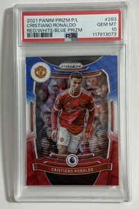 2021-22 Panini Prizm Premier Cristiano Ronaldo #283 Red White Blue Prizm PSA 10 - Picture 1 of 2