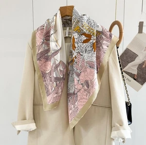 14 Momme Twill 100 % Seide Maulbeere Schal Quadrat Schal Halstuch 35" Blumendruck - Bild 1 von 7