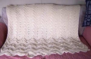 Hand Knitted Afghan Different Patterns Granny Throw Lap Blanket Approx 47"x 80" - Picture 1 of 10