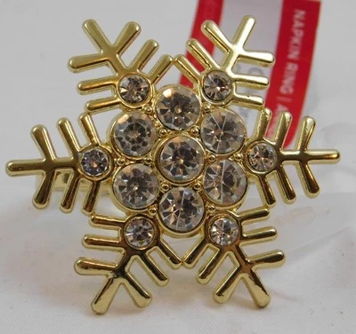 Celebrate It Servilleta Anillo Soporte Dorado Copo de Nieve Estrás Nuevo Foto 1 de 3