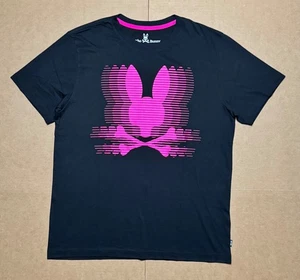 Psycho Bunny Men’s Large Turing Graphic T-Shirt Black Pima Cotton Logo Tee - Picture 1 of 5