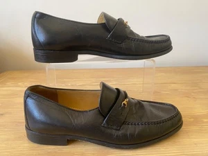 Vintage M&S Black Leather Slip-on Loafers Leather Soles EU 44.5 UK 10 - Picture 1 of 9
