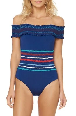 Red Carter 缩褶露肩泳装连体 L10109 女式 XS 码 — 第 1/2 张图片