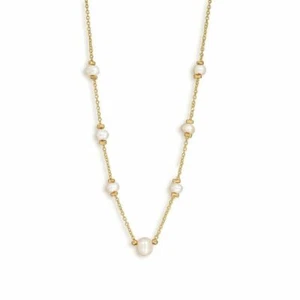 Freshwater Cultured Pearl Necklace, Gold Tone NEW - Picture 1 of 5