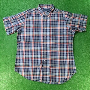 Polo Ralph Lauren Men's Short Sleeved Button Down Plaid Shirt Size XL Blue Red - Picture 1 of 6