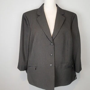 Tahari Blazer Jacket Womens Size 20W charcoal Pinstriped - Picture 1 of 15