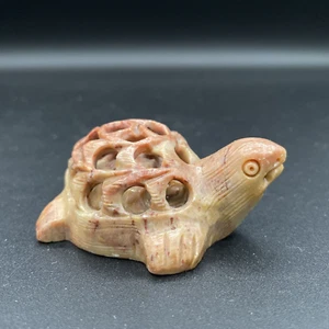 Vintage Hand Carved Soap Stone Turtle - Mother with Baby Turtle Inside Figurine - Picture 1 of 8