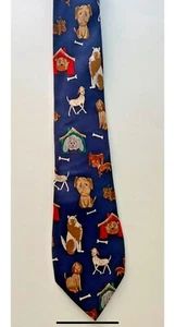 Herren-HALSKRAWATTE mit Hundemotiv 100 % Seide Save the Children marineblau Randa Corp einige Hunde - Bild 1 von 3