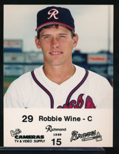 1989 Richmond Braves Team issue Photo card Robbie Wine 4x5 Bob's Camera's *