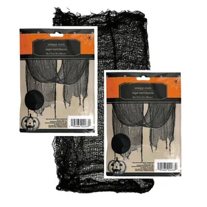 2 Pack Black Creepy Cloth Gauze Halloween Prop Spooky Fabric Decoration 30x72 in - Picture 1 of 5