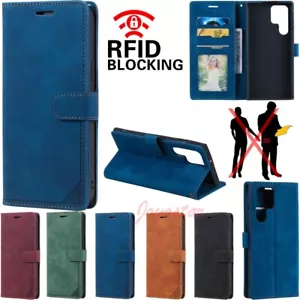 For Samsung S23 S22 S21 S20 S10 S9 S8+ Wallet Leather Case Cover RFID Blocking - Picture 1 of 38