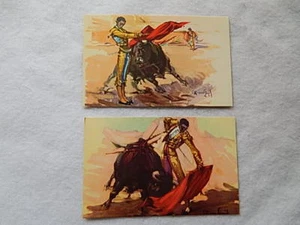 2 Vintage Mexican Postcards-Bull Fighting - Picture 1 of 3