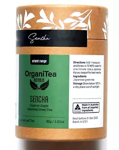 ORGANI TEA AUSTRALIA SUPERIOR GRADE JAPANESE GREEN LOOSE Tea Tin 80g - Picture 1 of 4
