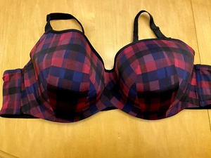 Torrid Curve Size 52C Black & Pink check Padded balconette Underwire Bra - Picture 1 of 4