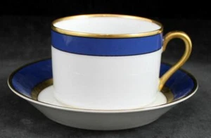 Fitz and Floyd Renaissance Lapis Blue Cup and Saucer Set - Picture 1 of 4