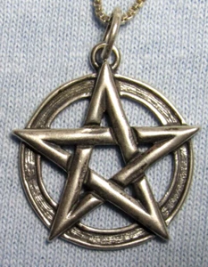 Vintage Stern Witchy Sterlingsilber 925 Pentagramm Anhänger Halskette 19,5" Italien - Bild 1 von 5