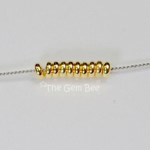 2.8mm 18k Solid Gold Smooth Rondelle Donut Bead Spacer (10) - Picture 1 of 8