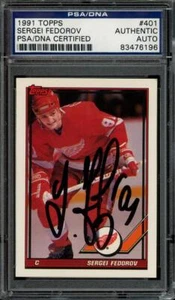 1991 Topps Sergei Federov signed card (Redwings - autograph) PSA/DNA cert HOF - Bild 1 von 2