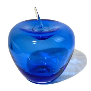 Blenko Glass Blue Apple - Picture 1 of 5