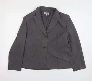 Marks and Spencer Womens Grey Striped Polyester Blend Suit Jacket Size 18 - Picture 1 of 12