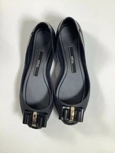 Women’s Melissa Black Queen V AD Flats Size 7 NEW! NIB - Picture 1 of 7