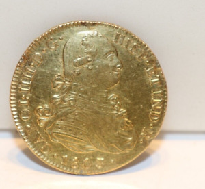 1803 Colombia 8 Escudos Gold Coin P JF Ex Jewelry AU Details