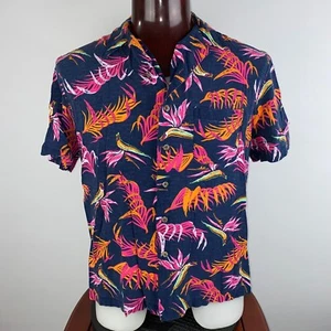 George Button Up Hemd Herren L (42-44) Blatt Abstrakt Urlaub Hawaii TropicalDB - Bild 1 von 12