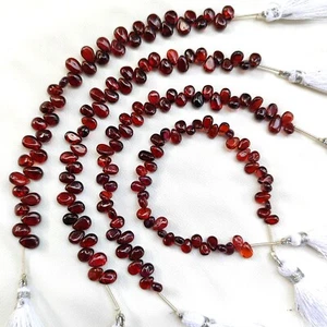 Cuentas de gemas de granate natural de Mozambique varios tamaños en forma de pera hilo de 6 pulgadas - Imagen 1 de 8